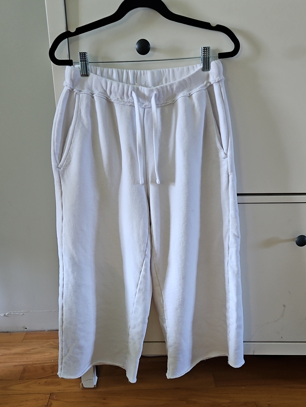 Eileen Fisher Petite White Wide Leg Terry Cotton Pants Size SP